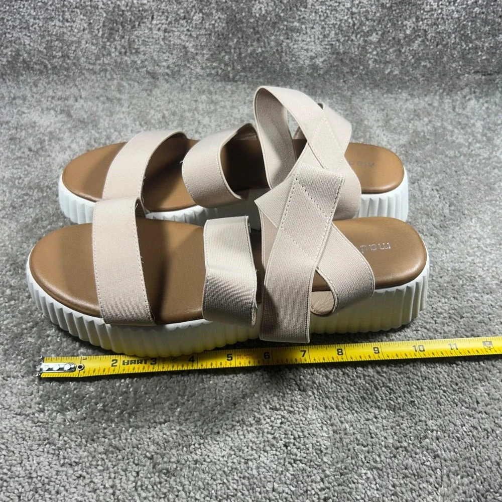 Madden Girl Platform Sandals Beige Elastic Strap Womens Size 9.5